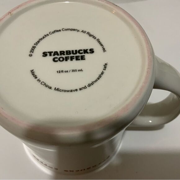 Starbucks 2008 Embossed Red Dove White Coffee/Tea Mug  12 oz - Picture 5 of 7